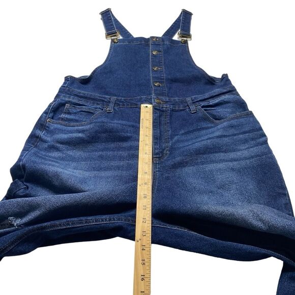 No Boundaries Distressed Denim Button Front Bib Overalls Blue Sz XXL - Picture 9 of 14